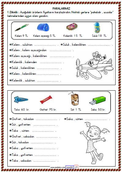 2. Sınıf Matematik Paralarımız Etkinliği 8