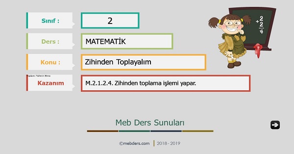 2.Sınıf Matematik Zihinden Toplayalım Sunusu