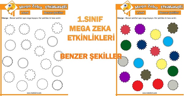 1.Sınıf Mega Zeka Etkinliği - Benzer Şekiller