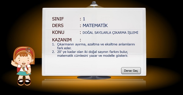 1.Sınıf Matematik Doğal Sayılarla Çıkarma İşlemi Sunusu