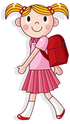 Clipart sırtında okul çantasıyla yürüyen kız çocuğu png
