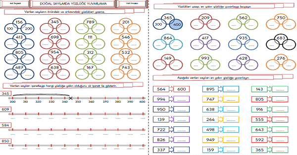 3.Sınıf - Matematik Üç Basamaklı Sayılarda Yuvarlama Etkinliği 2
