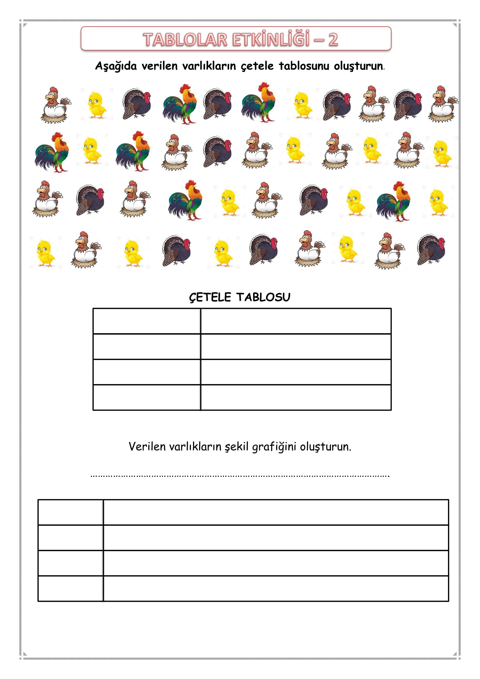 1.Sınıf Matematik Tablolar Etkinliği-2