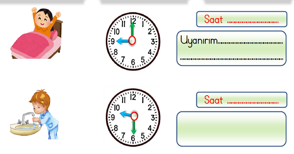 1.Sınıf Matematik Zamanı Ölçme Saatler (Tam ve Yarım Saat)-5