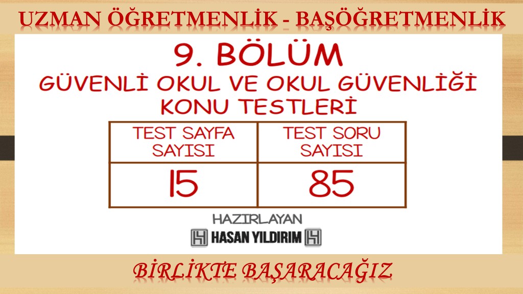 Uzman Öğretmenlik ve Başöğretmenlik Konu Testleri - 9. Bölüm (Tek PDF)