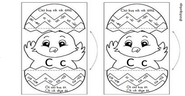 1.Sınıf İlk Okuma Yazma (C-c Sesi) Cici Kuş Aç-Kapa-Oku Etkinliği