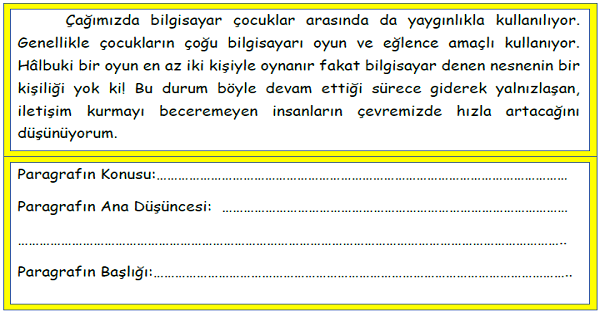 3.Sınıf Türkçe Ana Fikir-Başlık-2