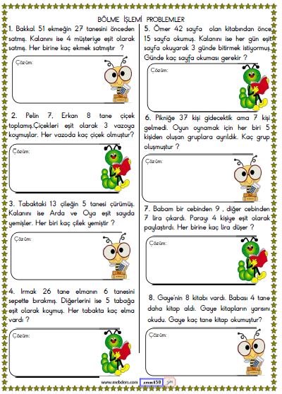 2. Sınıf Matematik Bölme İşlemi Problemler Etkinliği 7