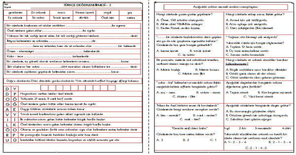 3.Sınıf - Türkçe Değerlendirmesi-3