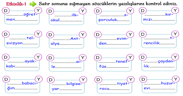 3.Sınıf Türkçe Hece Bilgisi-2