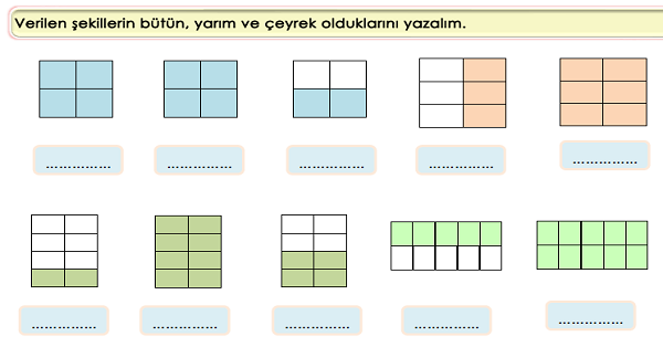 3.Sınıf Matematik Kesirler (Bütün, Yarım ve Çeyrek Kesir)-3