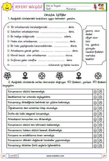 2. Sınıf Okulda İletişim Etkinliği