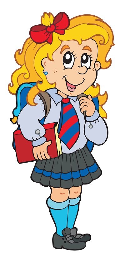 Clipart okul kıyafetiyle sarışın kız çocuğu png