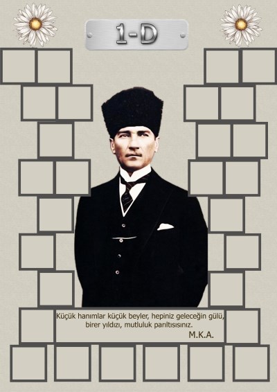 Model 15, 1D şubesi için Atatürk temalı, fotoğraf eklemeli kapı süslemesi - 29 öğrencilik