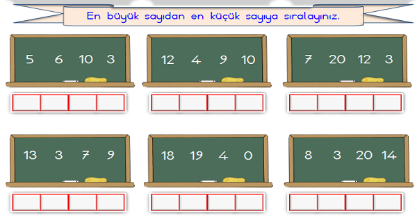 1.Sınıf Matematik Doğal Sayılarda Sıralama Etkinliği