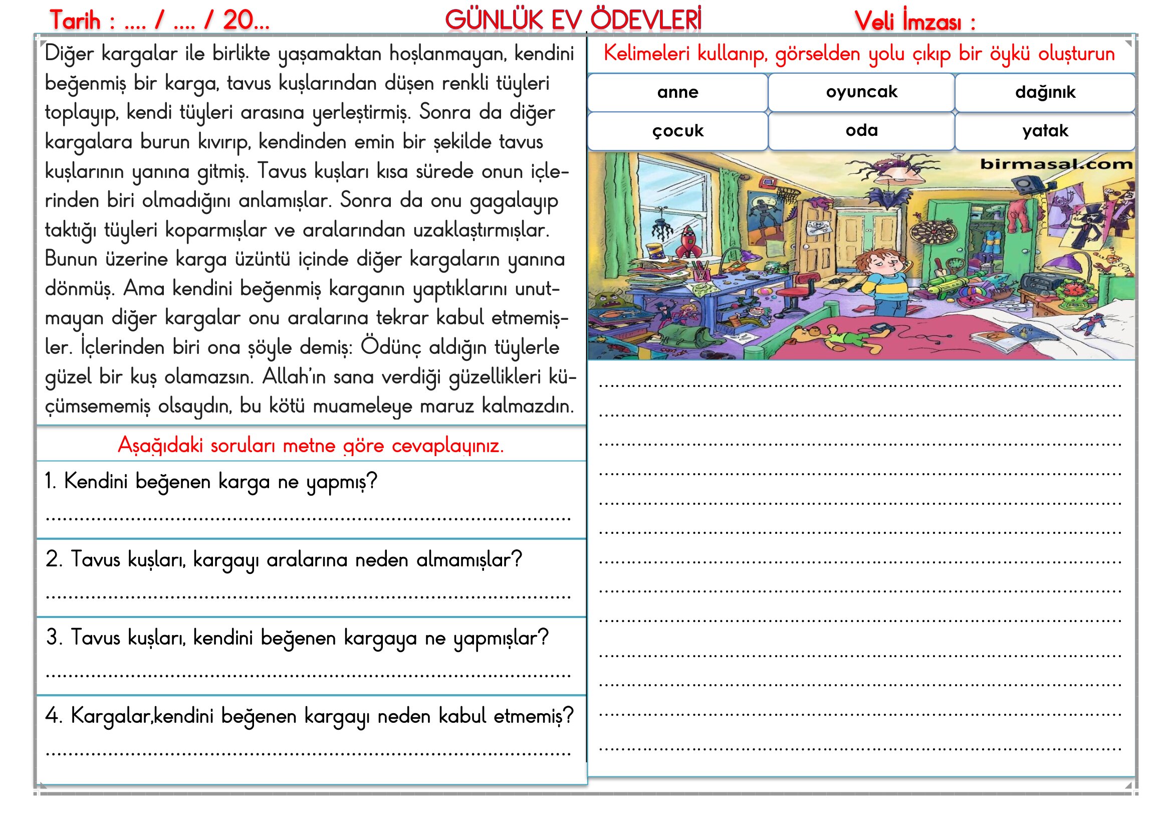 2.Sınıf - 07 Ekim 2026 Günlük Ev Ödevleri