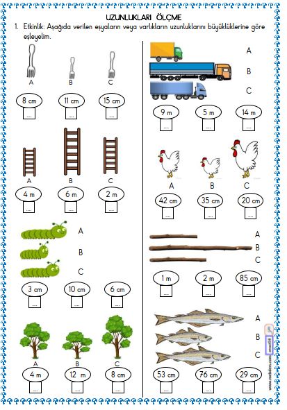 2. Sınıf Matematik Uzunlukları Ölçme Etkinliği 9