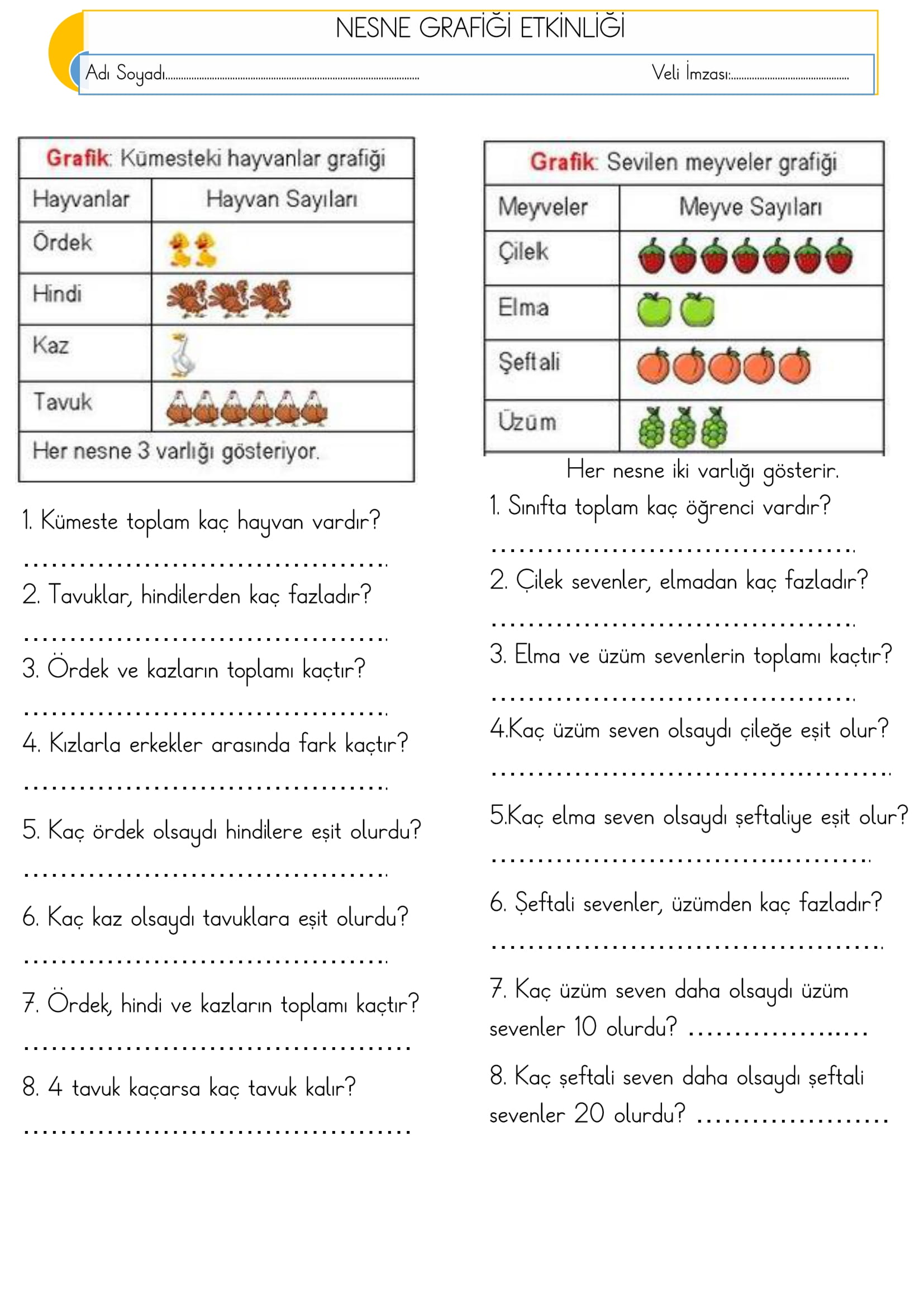 1.Sınıf Matematik Nesne Grafiği Etkinliği-3