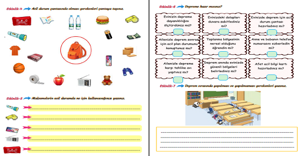 2. Sınıf Hayat Bilgisi Afetlere Karşı Alınacak Önlemler Etkinlikleri