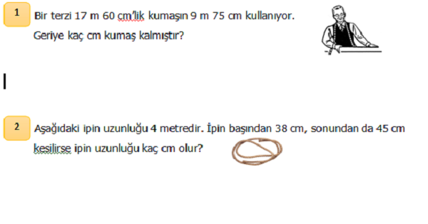 4.Sınıf Matematik Uzunluk Ölçüleri ile İlgili Problemler 1