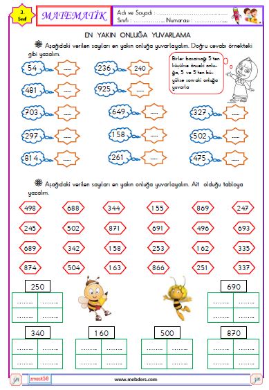 3. Sınıf Matematik En Yakın Onluğa Yuvarlama Etkinliği