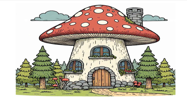 Bak Boya Mantar Ev ve Orman Görseli 2