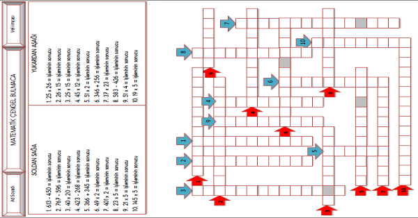 3.Sınıf - Matematik Çengel Bulmaca Etkinliği