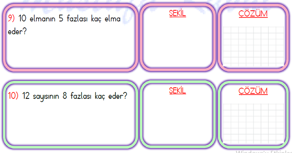 1.Sınıf Matematik Toplama İşlemi Problemler-3