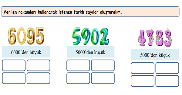 4.Sınıf Matematik  Doğal Sayıları Sıralama Etkinliği 4