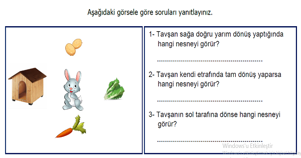 2.Sınıf Matematik Yer, Yön ve Hareket Etkinliği 1