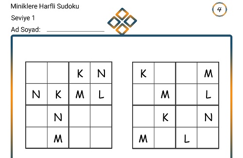 Miniklere Harfli Sudoku 4