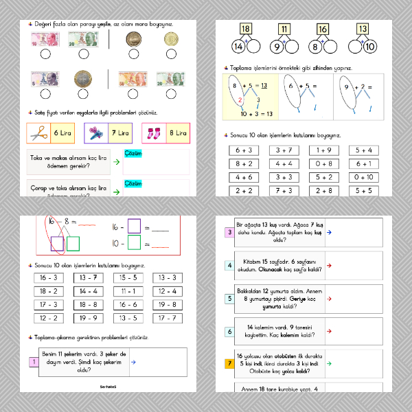 1. Sınıf Matematik - 2. Dönem 2. Tekrar Etkinliği