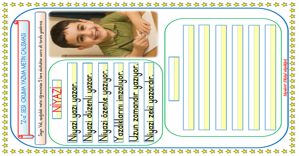 1. Sınıf İlk Okuma Yazma Z Sesi Metin Okuma Yazma Çalışması