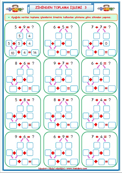 1.Sınıf Matematik Zihinden Toplama İşlemi  3