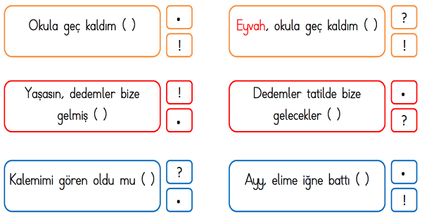1.Sınıf Türkçe Noktalama İşaretleri-2