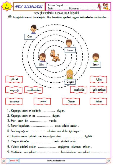 3. Sınıf Fen Bilimleri Ses Kaynakları Etkinliği 2