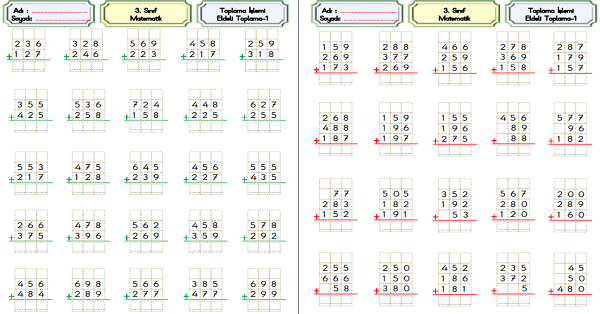 3.Sınıf Matematik Eldeli Toplama İşlemi-1