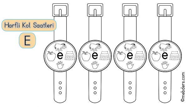 1.Sınıf İlkokuma Harfli Kol Saatleri - E Harfi