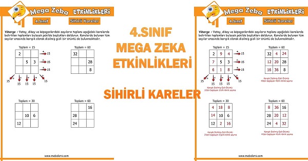 4.Sınıf Mega Zeka Etkinliği - Sihirli Kareler