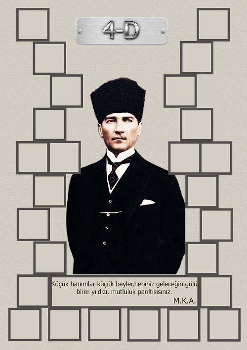 Model 15, 4D şubesi için Atatürk temalı, fotoğraf eklemeli kapı süslemesi - 26 öğrencilik