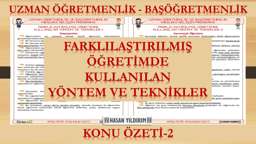 Farklılaştırılmış Öğretimde Kullanılan Yöntem ve Teknikler (Konu Özeti-2)