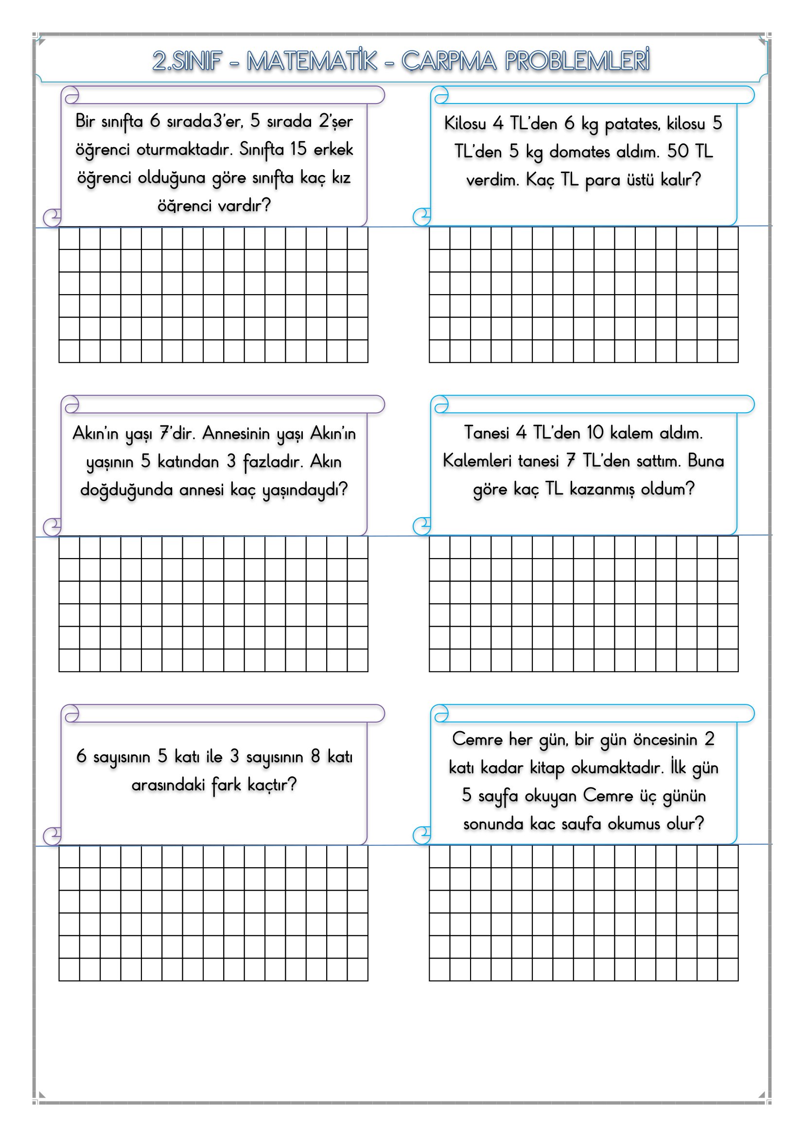 2.Sınıf - Matematik - Çarpma İşlemi Problemleri-2