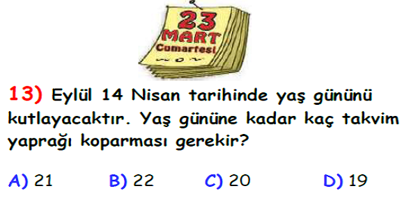 4.Sınıf Matematik Zaman Ölçüleri Yaprak Test-2