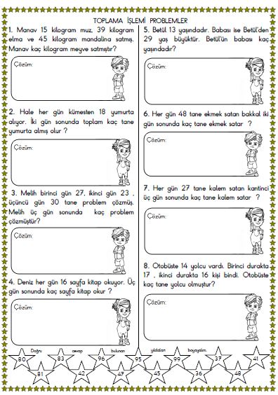 2. Sınıf Matematik Toplama İşlemi Problemler Etkinliği 4