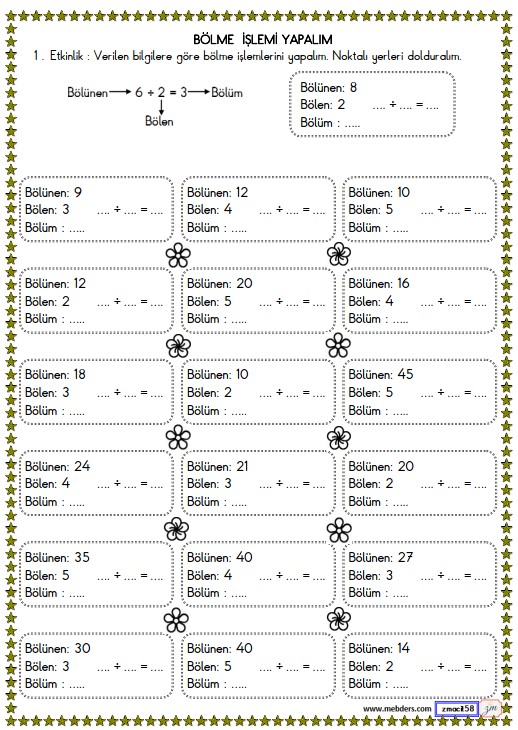 2. Sınıf Matematik Bölme İşlemini Kavrayalım Etkinliği 13