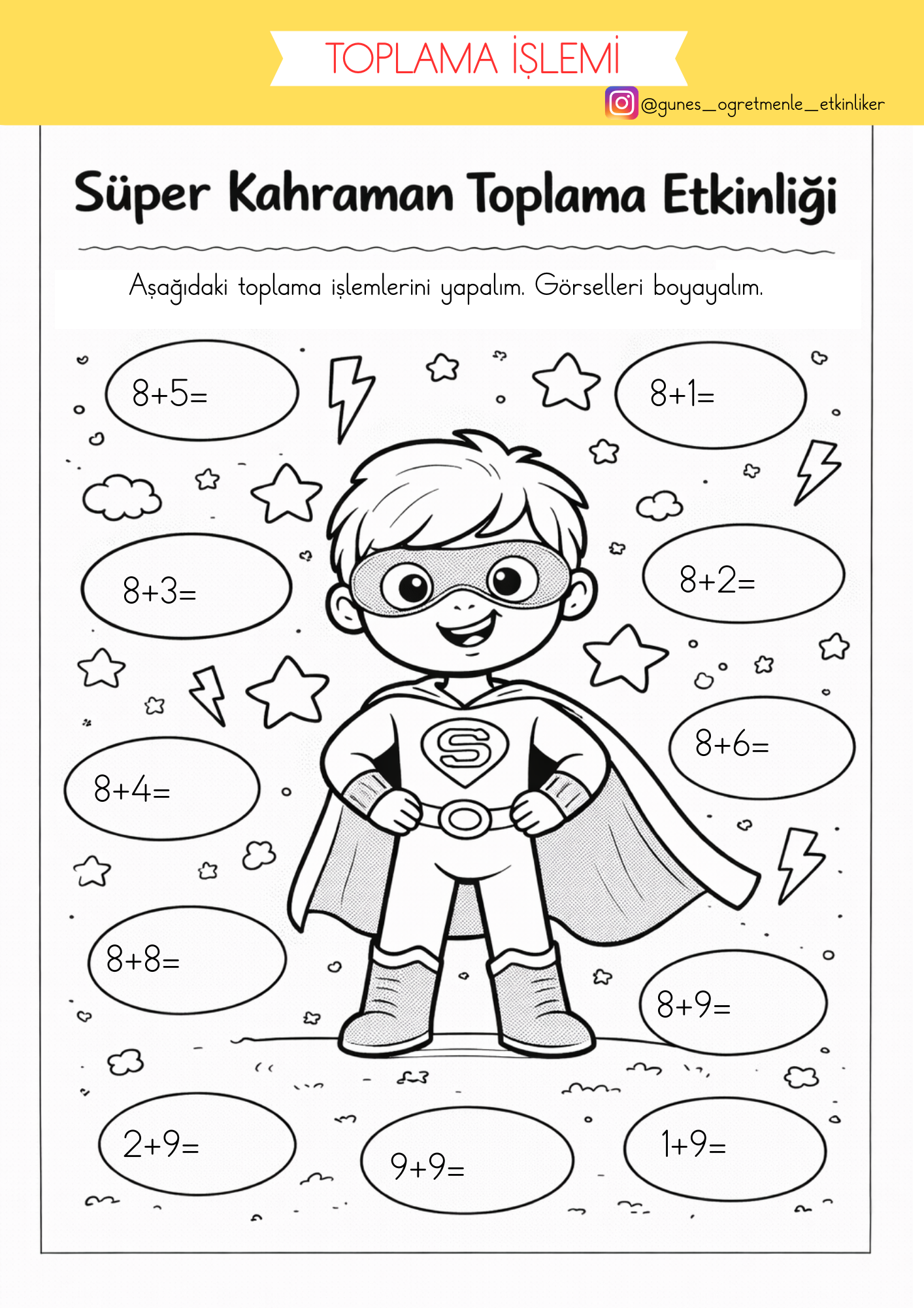 1.Sınıf  Matematik Toplama İşlemleri