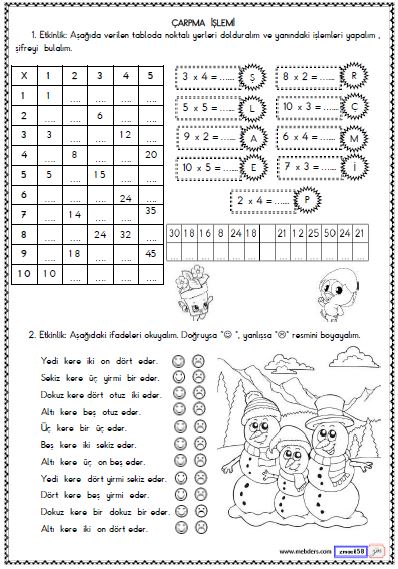 2. Sınıf Matematik Çarpma İşlemi Etkinliği 7