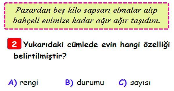 3.Sınıf Türkçe (Ön Ad- Sıfat) Varlıkların Nitelikleri Yaprak Test-2