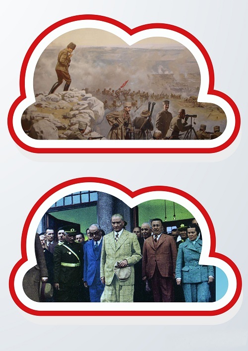 Pano için 10 adet bulut temalı Atatürk Resimleri