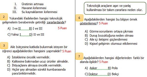 4.Sınıf Sosyal Bilgiler 2.Dönem 1.Yazılı Sınavı (İkinci Dönemi Kapsar)